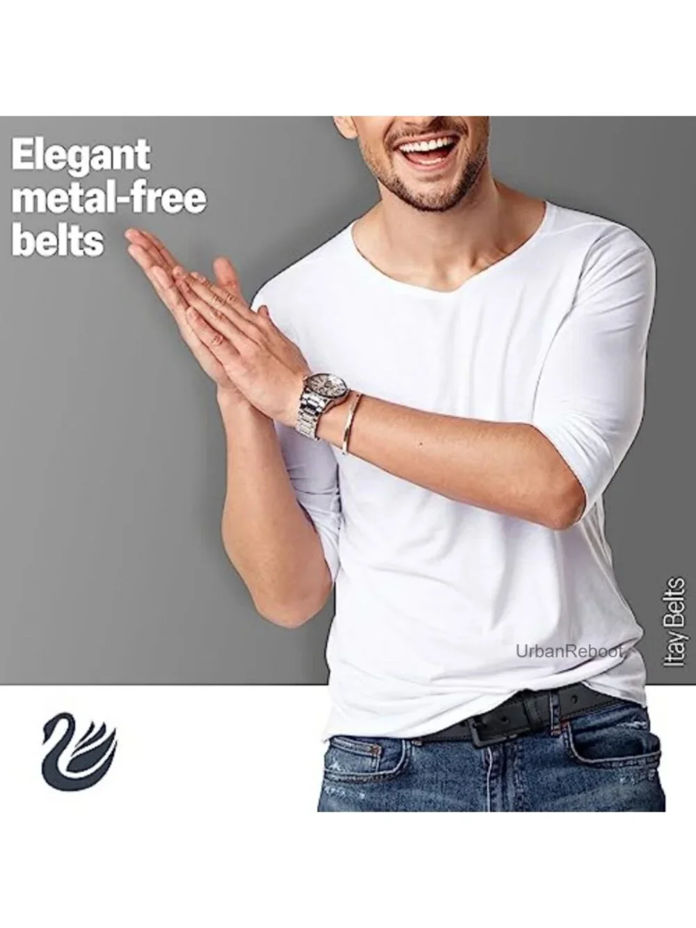 Hypoallergenic Metal Free Leather Belt, TSA Approved, Nickel Free Mens Belt
